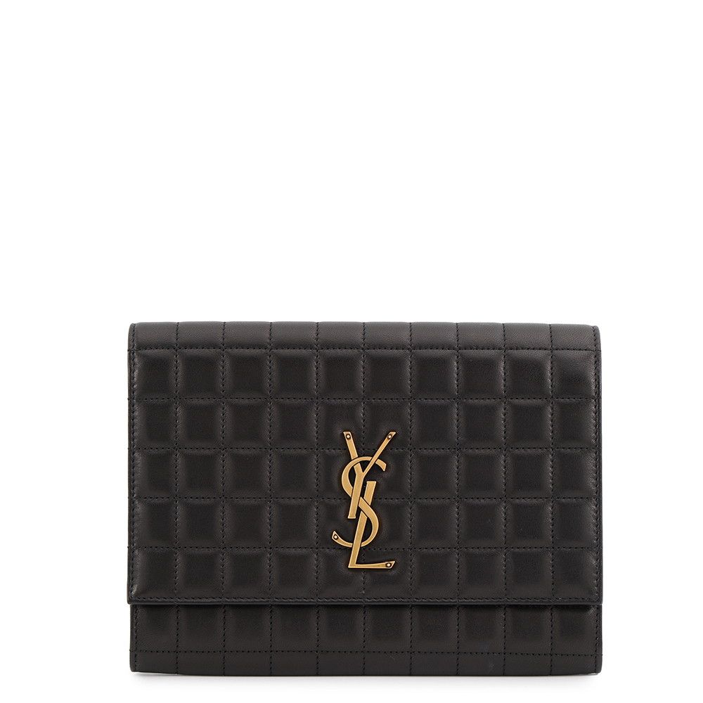 Saint Laurent Paris Clutch Flap Pouch Lambskin Black