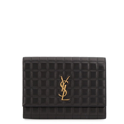 Saint Laurent Paris Clutch Flap Pouch Lambskin Black