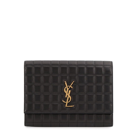 Saint Laurent Paris Clutch Flap Pouch Lambskin Black