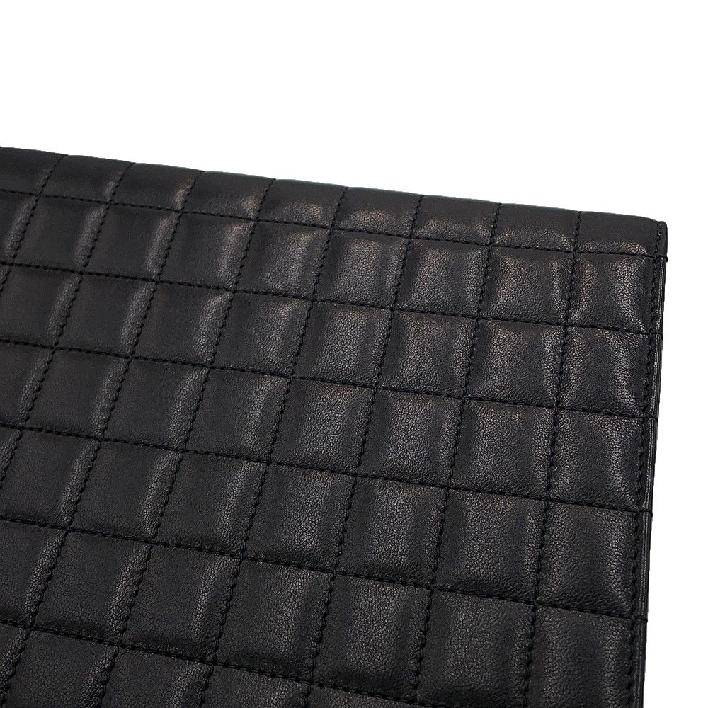 Saint Laurent Paris Clutch Flap Pouch Lambskin Black — view 8