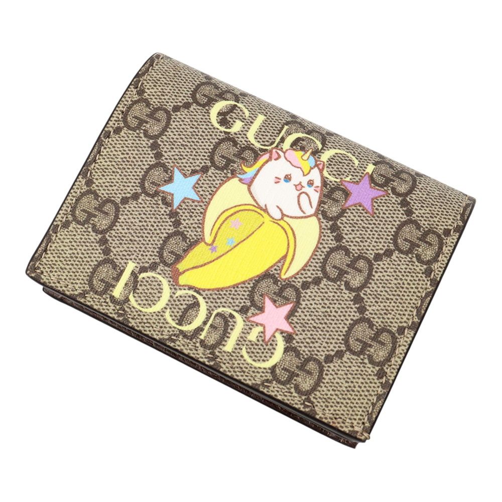 Gucci Bifold Wallet GG Supreme Bananya Compact Leather