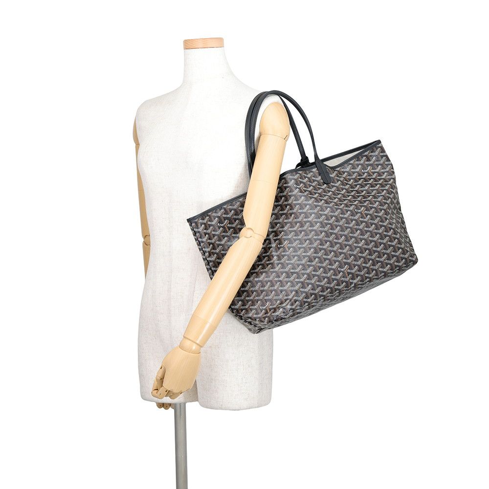 Goyard Tote Bag Saint Louis PM Herringbone Leather Black — view 4