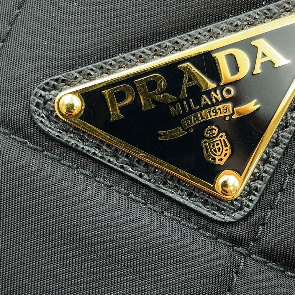 Prada Tote Bag Re Edition Chain Shoulder Nylon Saffiano Leather Black — view 6