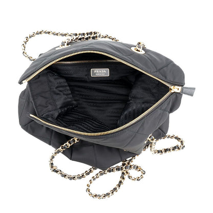 Prada Tote Bag Re Edition Chain Shoulder Nylon Saffiano Leather Black — view 5
