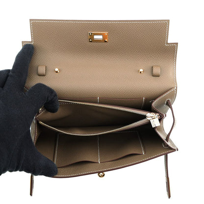 Hermes Kelly Wallet Long to Go Etoupe Gold Epsom — view 5
