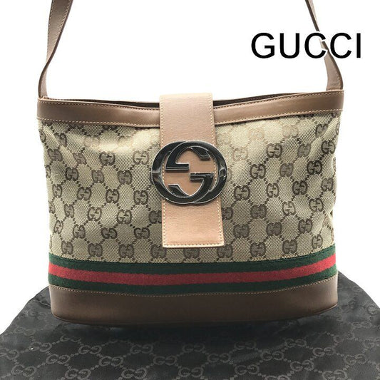 Gucci Interlocking G Sherry Line Obdia Canvas Leather Shoulder Bag Crossbody