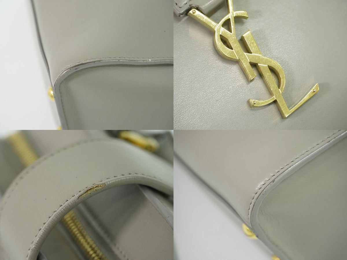Saint Laurent YSL Baby Cabas 2-Way Shoulder Bag Pochette Leather Gray — view 7