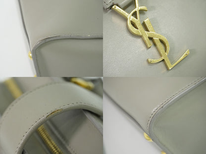 Saint Laurent YSL Baby Cabas 2-Way Shoulder Bag Pochette Leather Gray — view 7