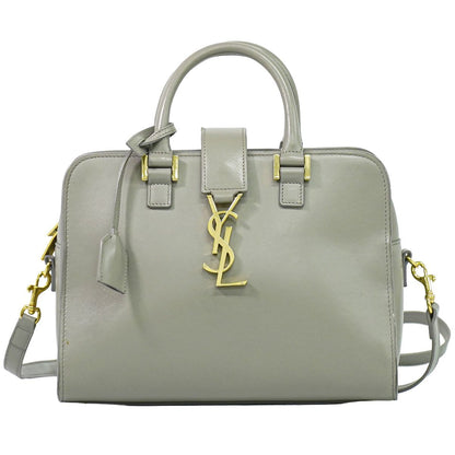 Saint Laurent YSL Baby Cabas 2-Way Shoulder Bag Pochette Leather Gray