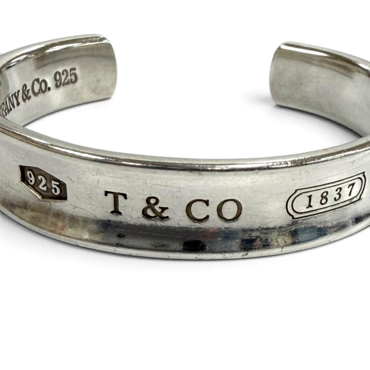 Tiffany & Co Cuff Bangle Logo Design Bracelet Silver — view 5