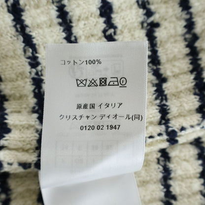 Dior Maniere Short Sleeve Knit White Navy Cotton Sweater — view 8