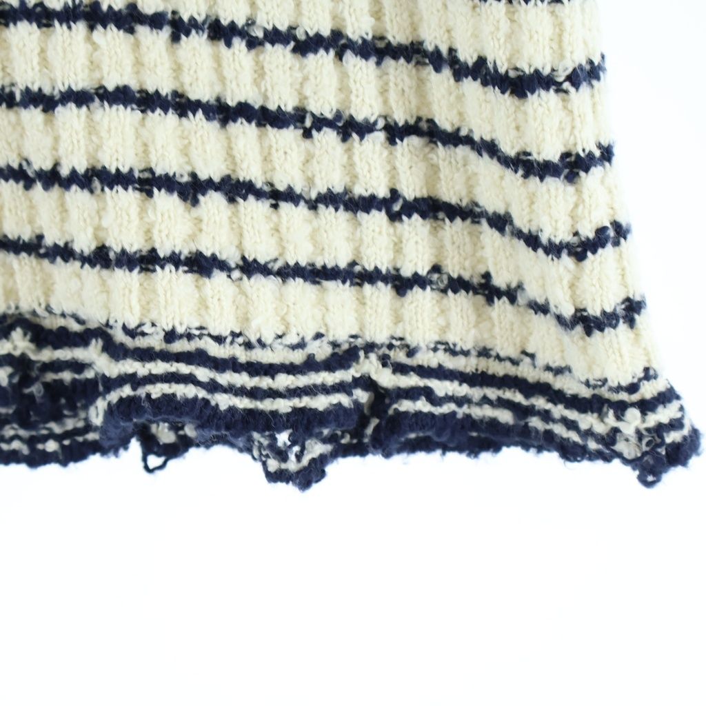 Dior Maniere Short Sleeve Knit White Navy Cotton Sweater — view 6