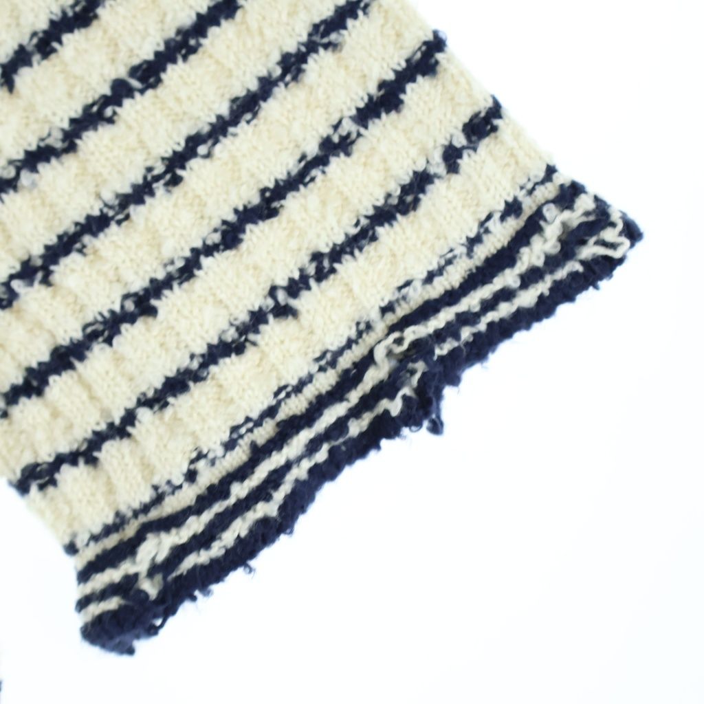 Dior Maniere Short Sleeve Knit White Navy Cotton Sweater — view 5