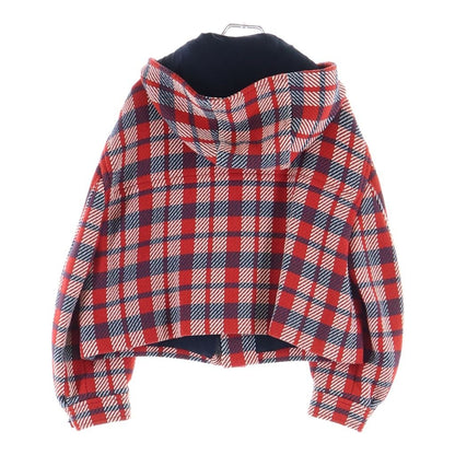 Dior Plaid Hooded Jacket Zip Up Red — view 2