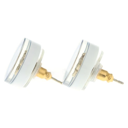 Chanel CC Logo Plastic Round Earrings 10C White Blue — view 3