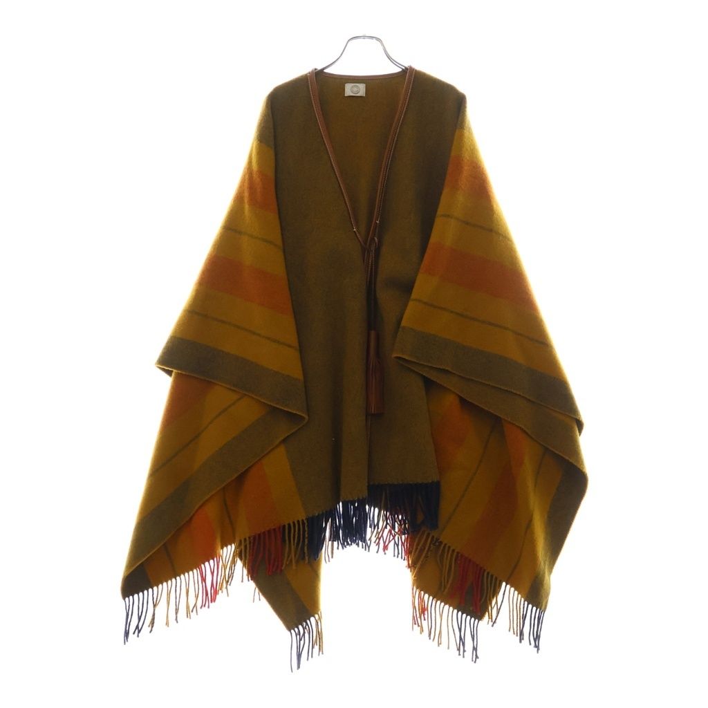 Hermes Rocabar Tassel Poncho Wool Cashmere Yellow