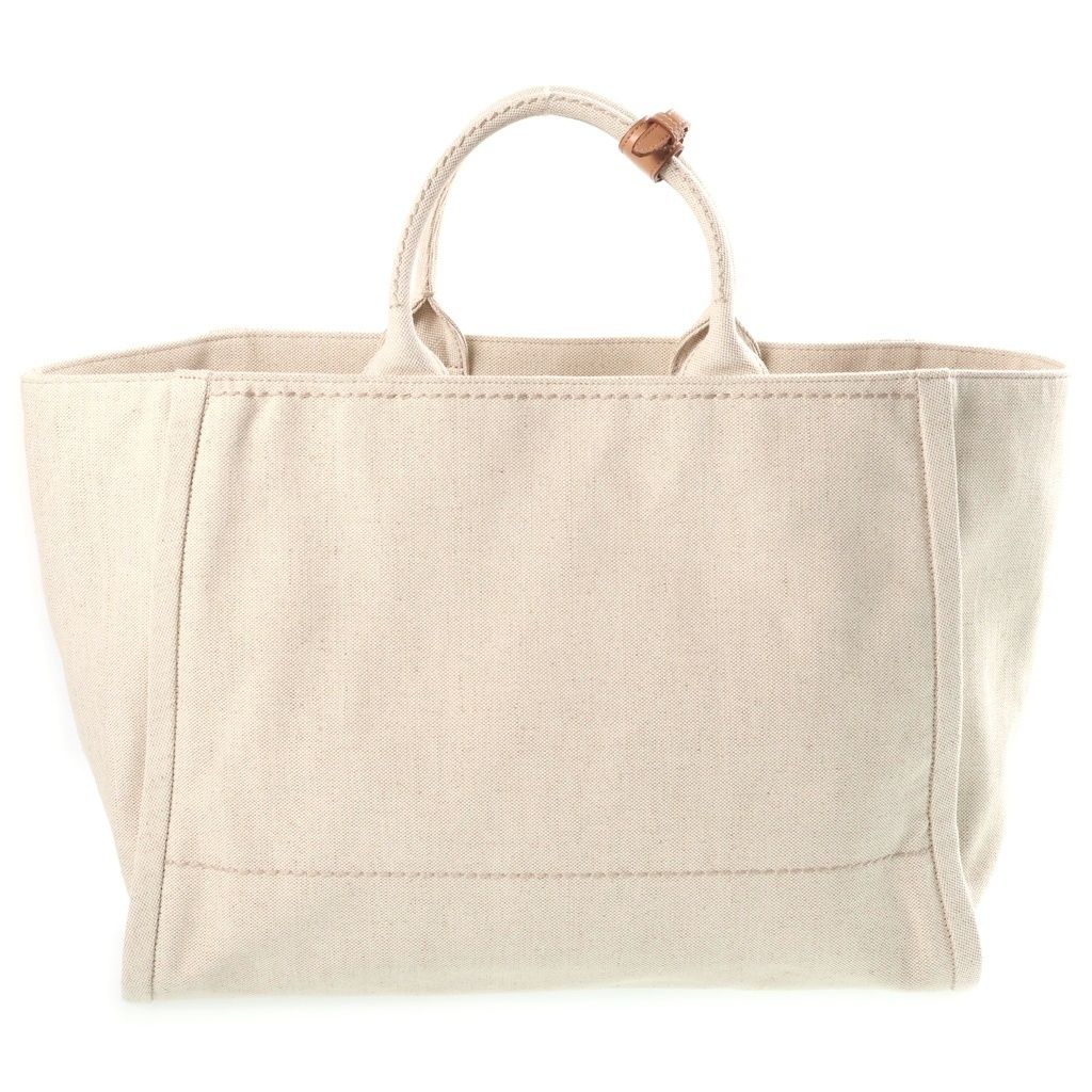 Prada Jardiniere Linen Blend Tote Bag Ivory Leather Gold — view 2
