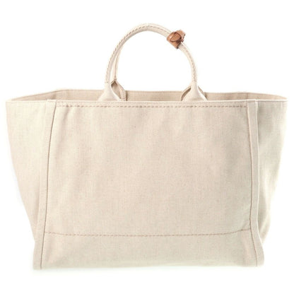 Prada Jardiniere Linen Blend Tote Bag Ivory Leather Gold — view 2