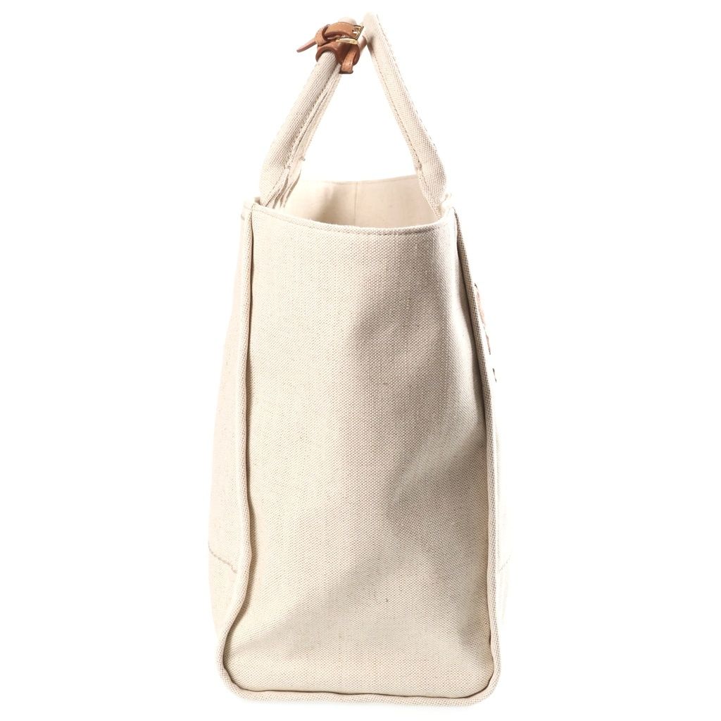 Prada Jardiniere Linen Blend Tote Bag Ivory Leather Gold — view 3