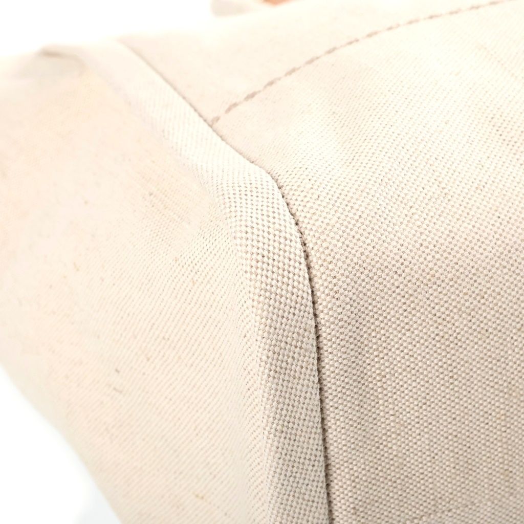 Prada Jardiniere Linen Blend Tote Bag Ivory Leather Gold — view 5