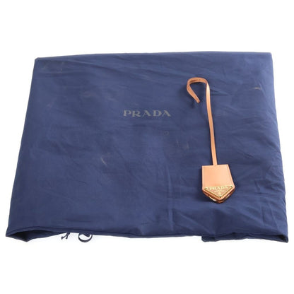 Prada Jardiniere Linen Blend Tote Bag Ivory Leather Gold — view 8