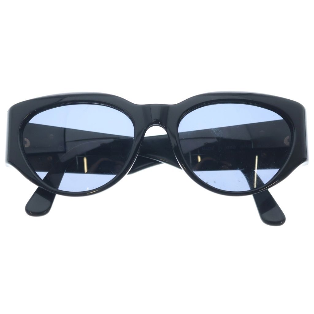 Chanel CC Logo Oval Frame Sunglasses Eyewear Black Blue Lens