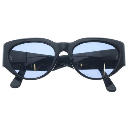 Chanel CC Logo Oval Frame Sunglasses Eyewear Black Blue Lens