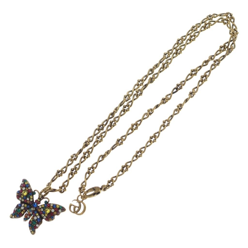 Gucci Butterfly Pendant Rhinestone Gold Plated — view 2