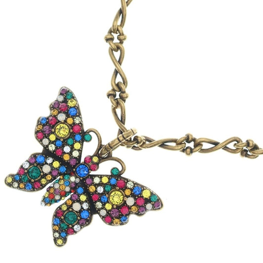 Gucci Butterfly Pendant Rhinestone Gold Plated