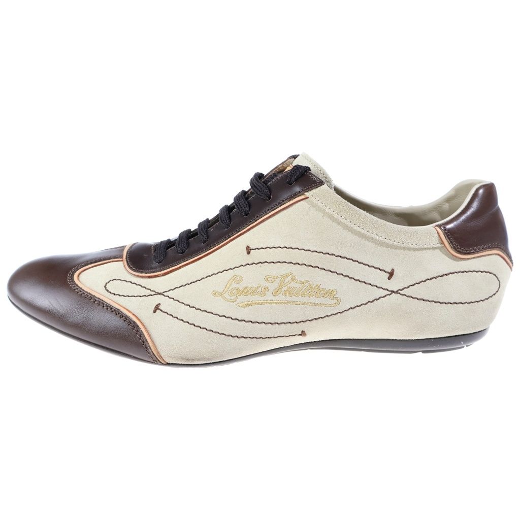 Louis Vuitton Logo Embroidery Lace-up Low-Top Sneakers Ivory Brown