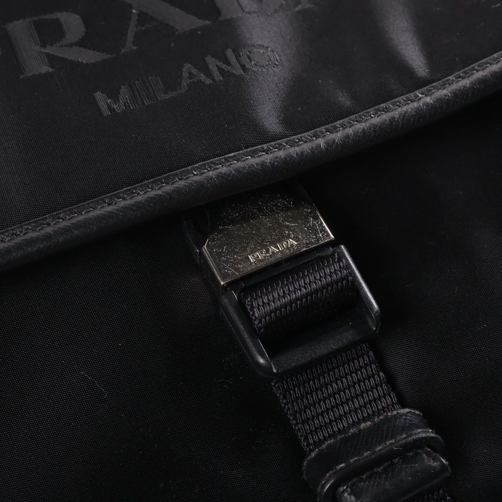 Prada Nylon Shoulder Messenger Bag Logo Black — view 6