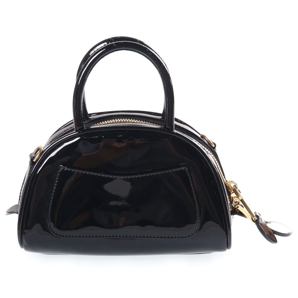 Miu Miu Patent Leather Mini Top Handle Shoulder Bag Gold Black — view 2