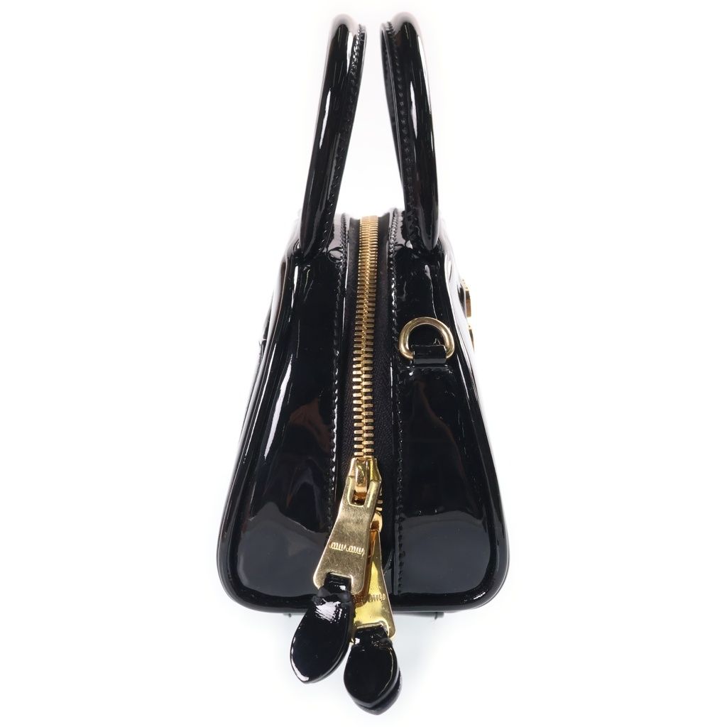 Miu Miu Patent Leather Mini Top Handle Shoulder Bag Gold Black — view 3