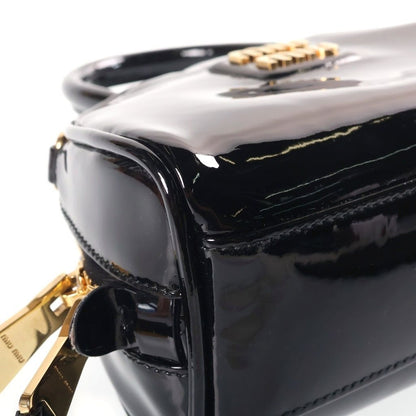 Miu Miu Patent Leather Mini Top Handle Shoulder Bag Gold Black — view 5