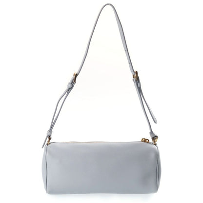 Prada Triangle Logo Shoulder Bag Leather Gold Blue — view 2