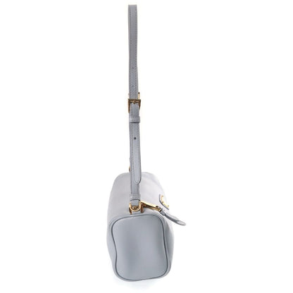 Prada Triangle Logo Shoulder Bag Leather Gold Blue — view 3