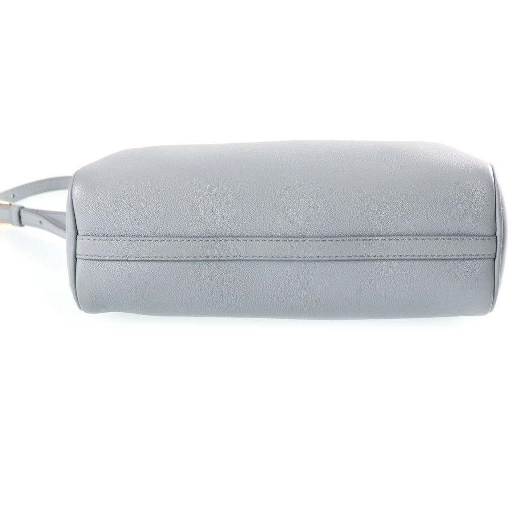 Prada Triangle Logo Shoulder Bag Leather Gold Blue — view 4
