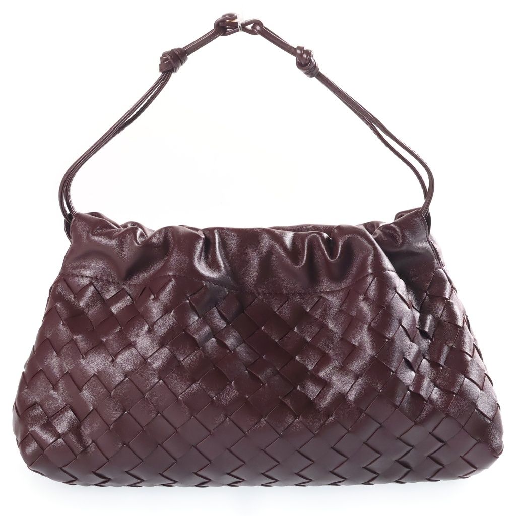 Bottega Veneta Intrecciato Notte Chain Shoulder Bag Bordeaux Leather Gold