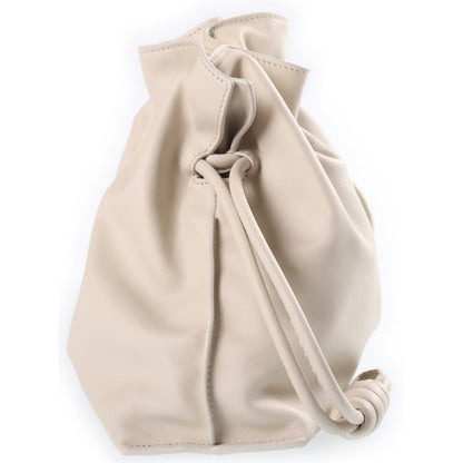 Loewe Flamenco Medium Drawstring Leather 2-Way Bag Silver Ivory — view 3