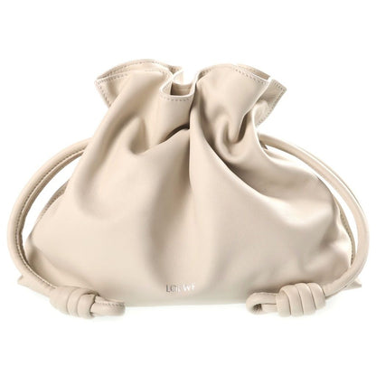 Loewe Flamenco Medium Drawstring Leather 2-Way Bag Silver Ivory