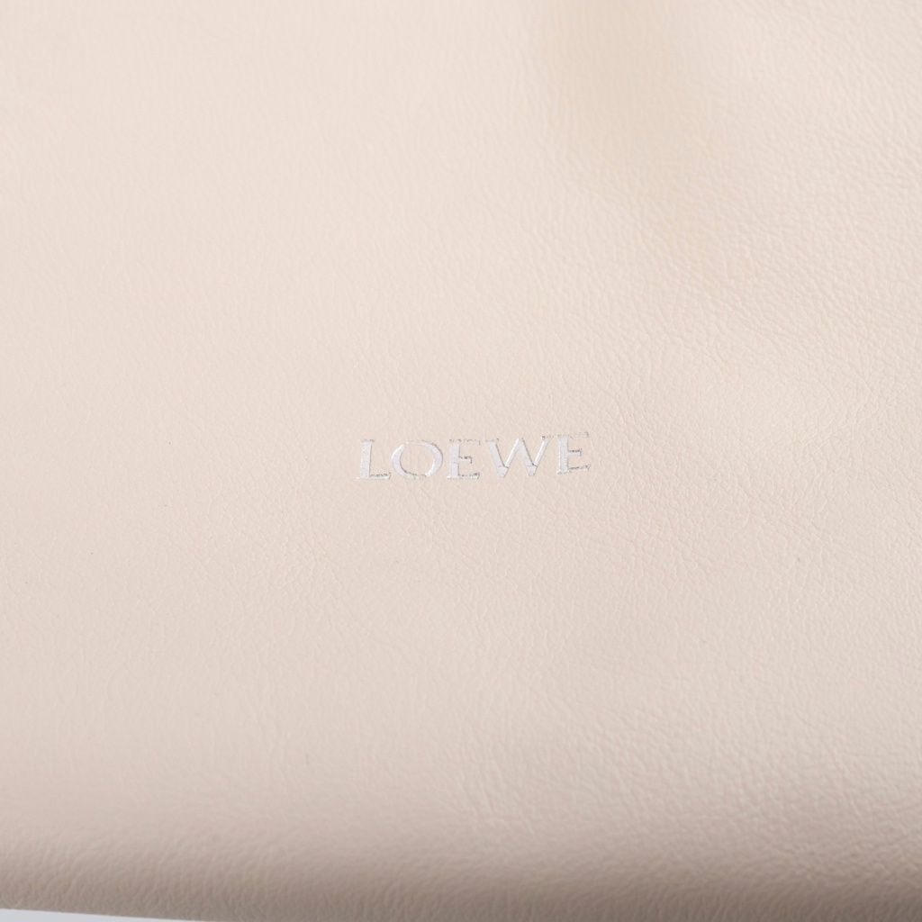 Loewe Flamenco Medium Drawstring Leather 2-Way Bag Silver Ivory — view 6