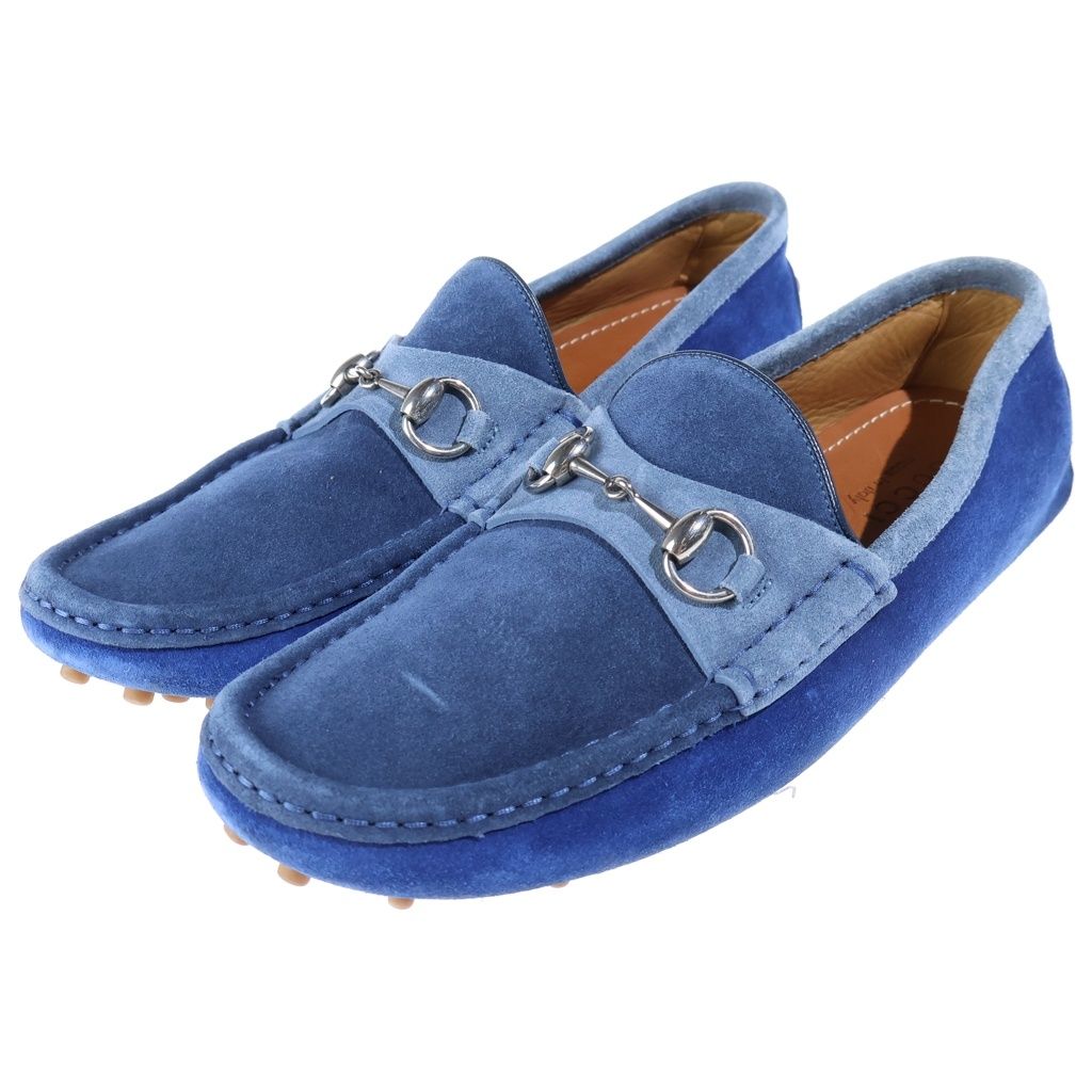Gucci Horsebit Suede Driving Shoes Blue