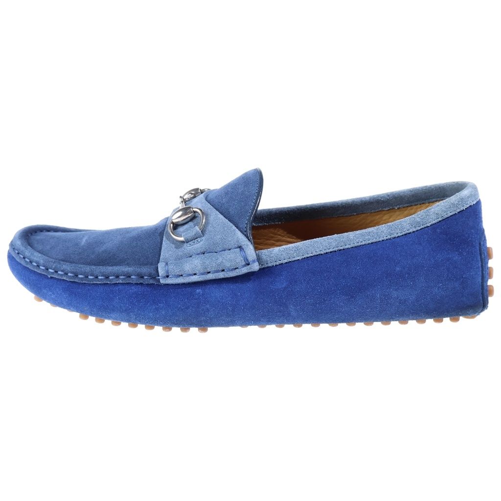 Gucci Horsebit Suede Driving Shoes Blue — view 2