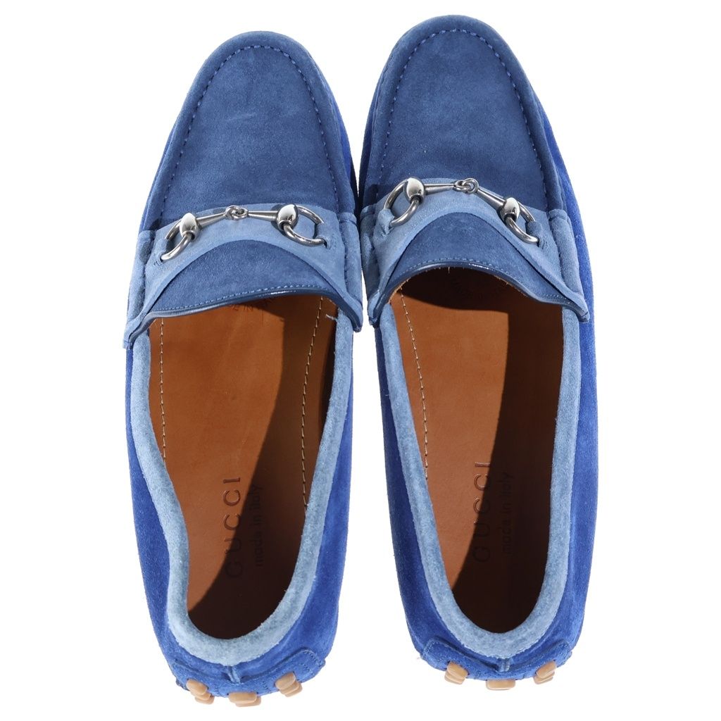 Gucci Horsebit Suede Driving Shoes Blue — view 4