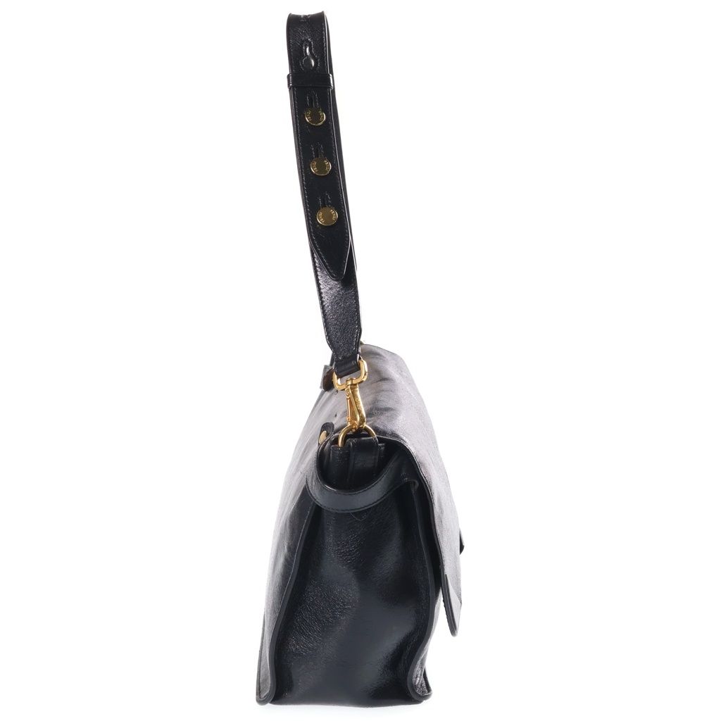 Fendi Can You Large Leather Shoulder Bag Gold Black — view 3