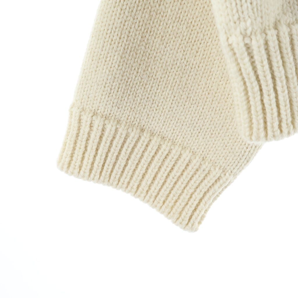 Celine Wool Triomphe Crew Neck Fisherman Knit Ivory Sweater — view 6
