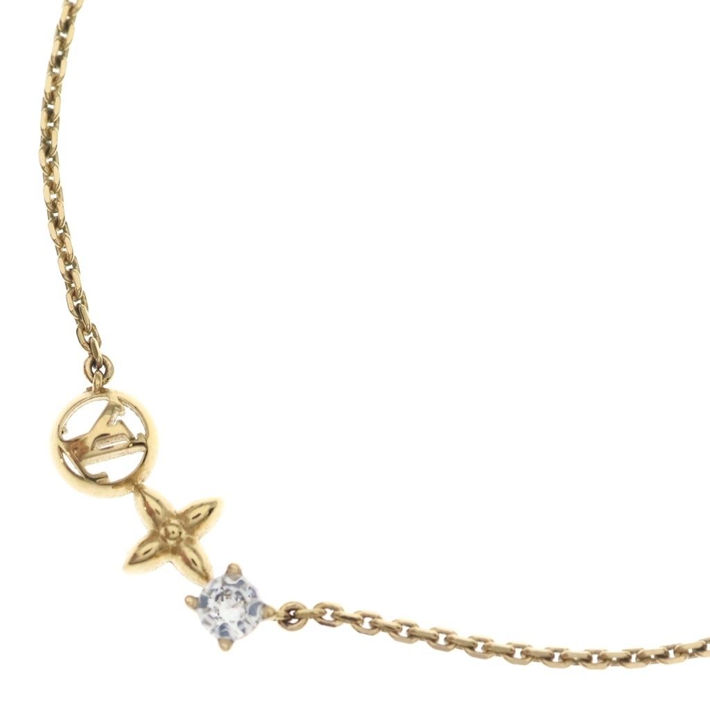 Louis Vuitton Collier Petit Pendant Chain Gold Rhinestone