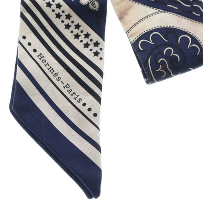 Hermes Twilly Festival Des Amazones Amazon Silk Scarf Navy — view 3