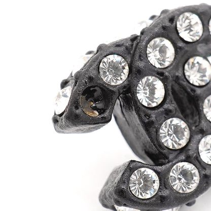 Chanel Earrings CC Logo Plastic Metal Rhinestone Silver Black — view 6