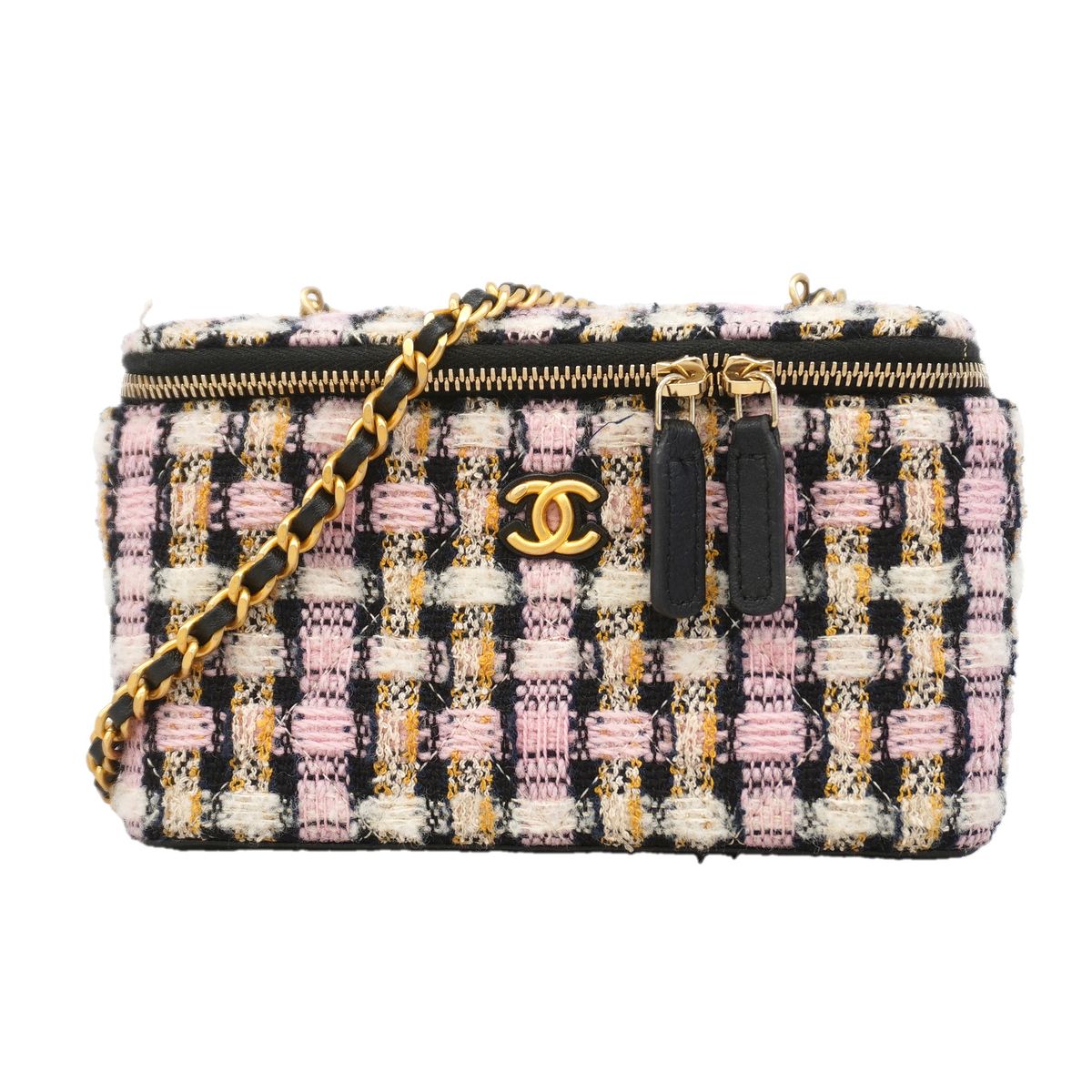 Chanel Shoulder Bag Tweed Multicolor Gold
